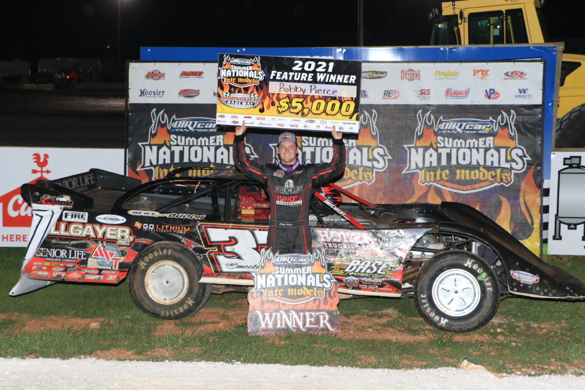 Bobby Pierce celebrates in victory lane.